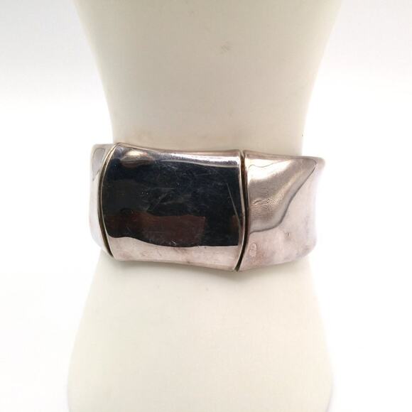Monet Wide Reflective Silver Tone Cuff Bracelet, 6 Inches - Picture 2 of 10
